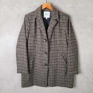 Maralyn & Me Jacket Womens XL Brown Plaid Blazer Overcoat Wool Blend Casual